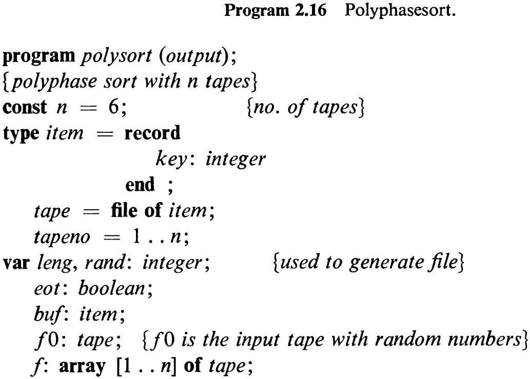Program 2.16 Polyphasesort.