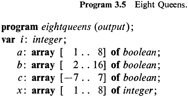 Program 3.5 Eight Queens.