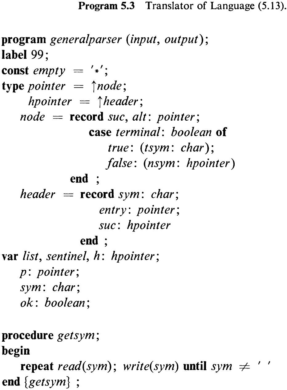 Program 5.3. Translator of Language (5.13).