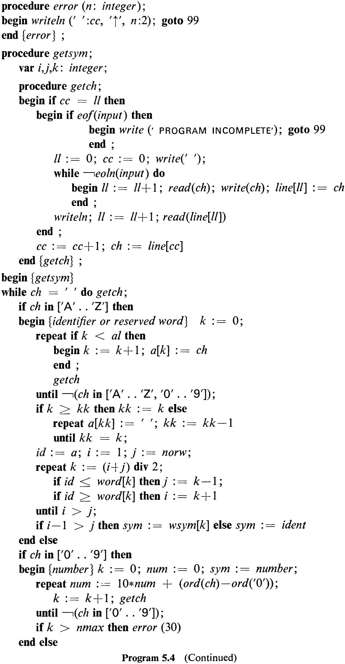 Program 5.4 (Continued)