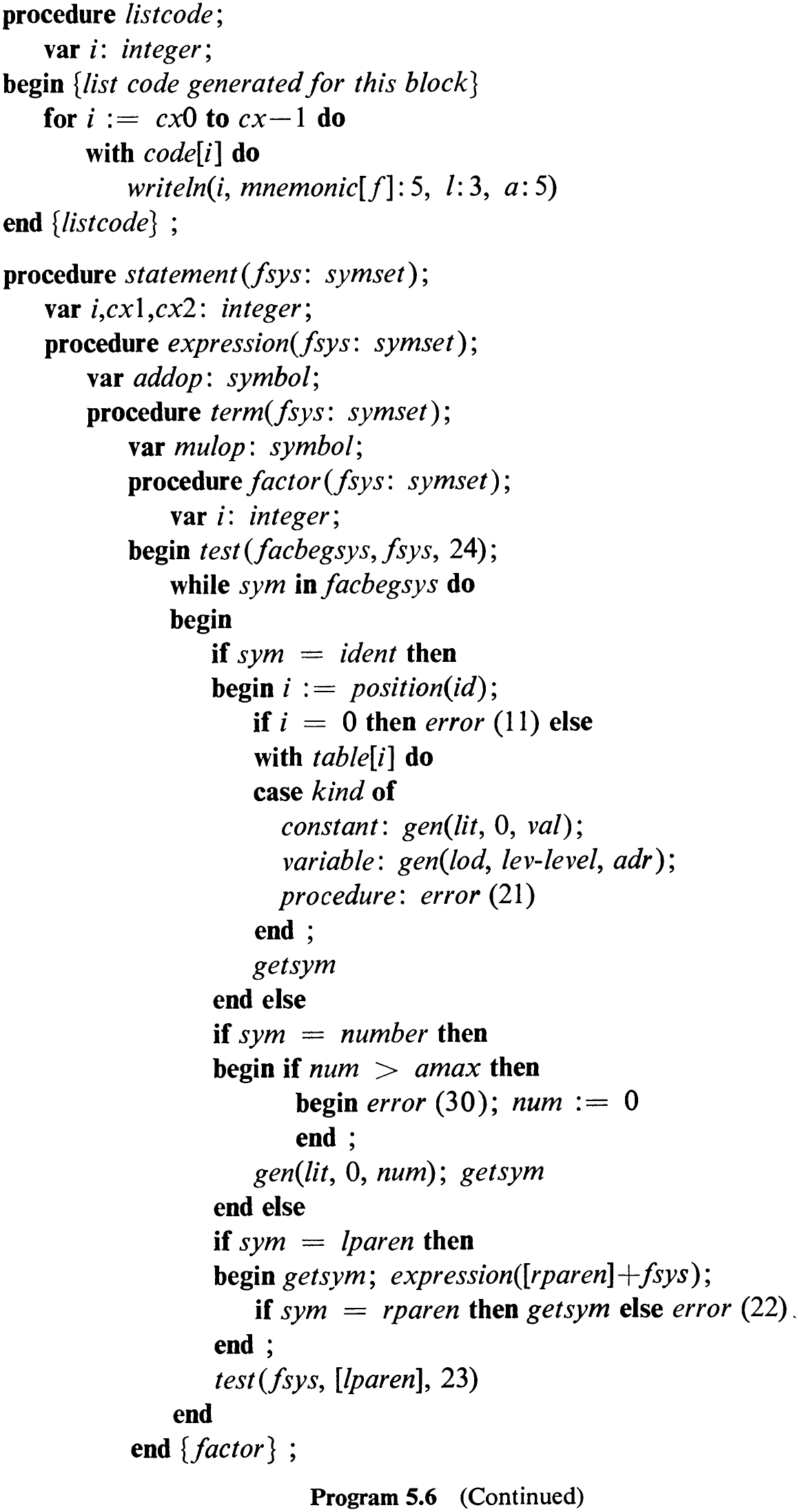 Program 5.6 (Continued)